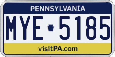 PA license plate MYE5185