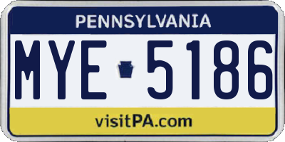 PA license plate MYE5186