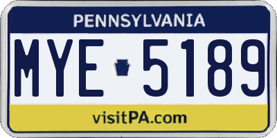 PA license plate MYE5189