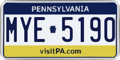 PA license plate MYE5190