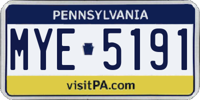 PA license plate MYE5191