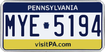 PA license plate MYE5194