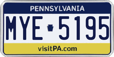 PA license plate MYE5195