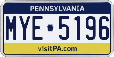 PA license plate MYE5196