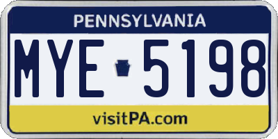 PA license plate MYE5198