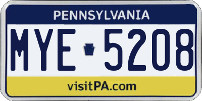 PA license plate MYE5208