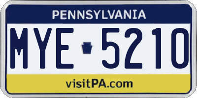 PA license plate MYE5210