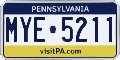 PA license plate MYE5211