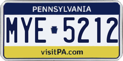 PA license plate MYE5212