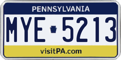 PA license plate MYE5213