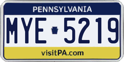 PA license plate MYE5219