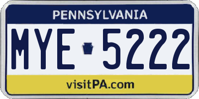 PA license plate MYE5222