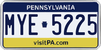 PA license plate MYE5225