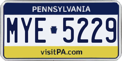 PA license plate MYE5229