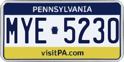PA license plate MYE5230