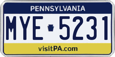 PA license plate MYE5231