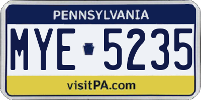 PA license plate MYE5235