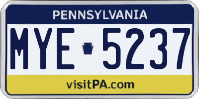 PA license plate MYE5237