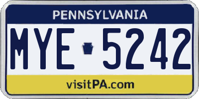 PA license plate MYE5242