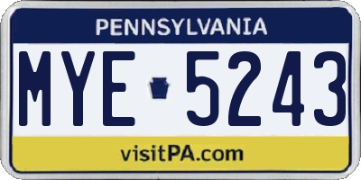 PA license plate MYE5243