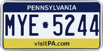 PA license plate MYE5244