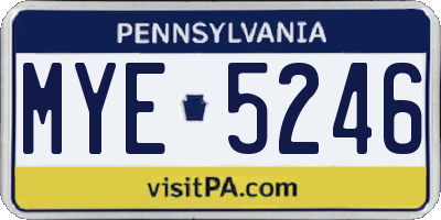 PA license plate MYE5246
