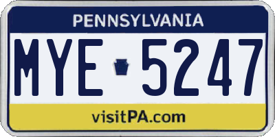 PA license plate MYE5247