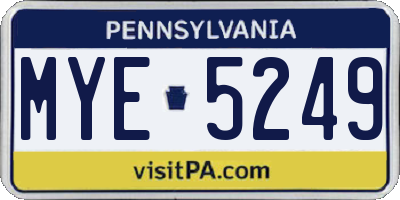 PA license plate MYE5249