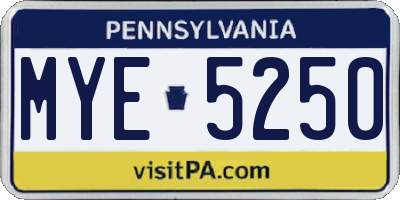 PA license plate MYE5250