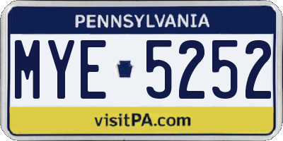 PA license plate MYE5252