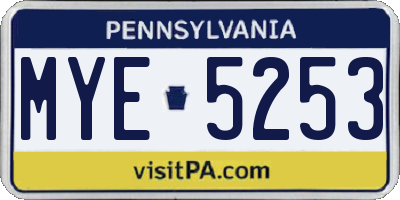 PA license plate MYE5253