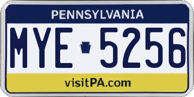 PA license plate MYE5256