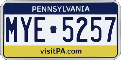 PA license plate MYE5257