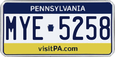 PA license plate MYE5258