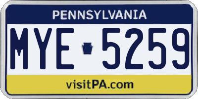 PA license plate MYE5259