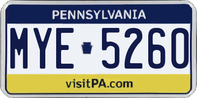 PA license plate MYE5260