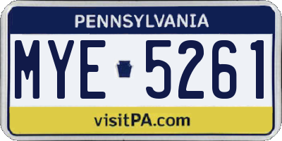 PA license plate MYE5261