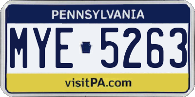 PA license plate MYE5263