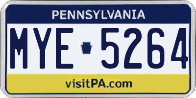 PA license plate MYE5264