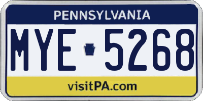 PA license plate MYE5268