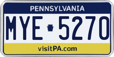 PA license plate MYE5270