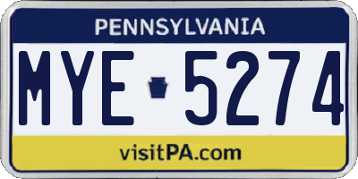 PA license plate MYE5274