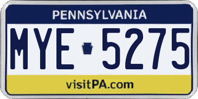 PA license plate MYE5275