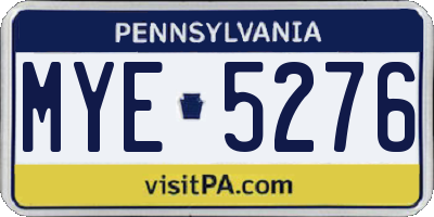PA license plate MYE5276