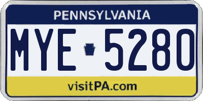 PA license plate MYE5280