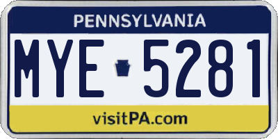 PA license plate MYE5281
