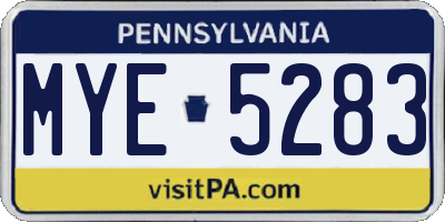 PA license plate MYE5283