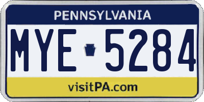 PA license plate MYE5284