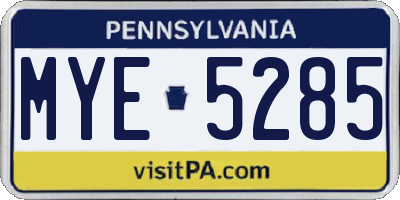 PA license plate MYE5285
