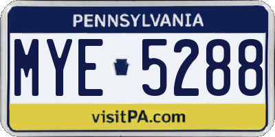 PA license plate MYE5288